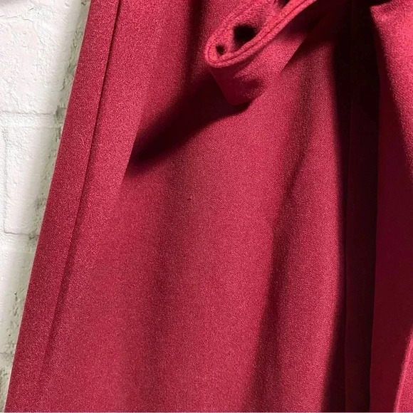 SHEIN Bodycon Dress Size Large Cape Sleeve Red Burgundy Cloth Waist Tie Date - Picture 6 of 12